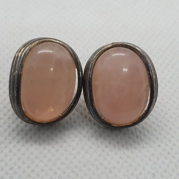 HP! Vintage Rose Quartz & Silver Earrings - Picture 5 of 6
